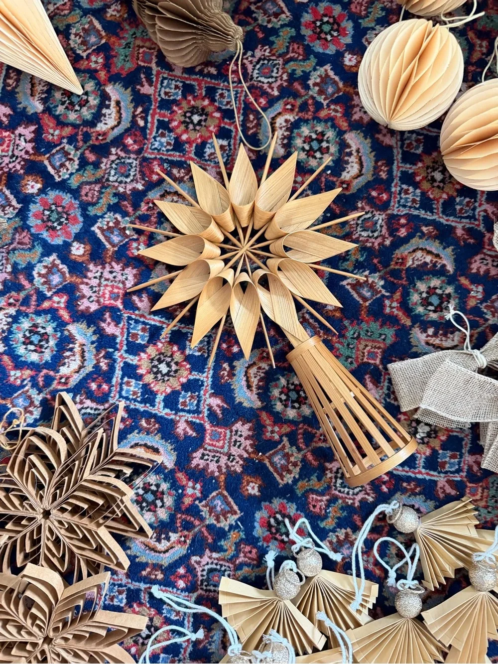 West Elm White & Gold Scandinavian Paper Ornaments & Stockings
